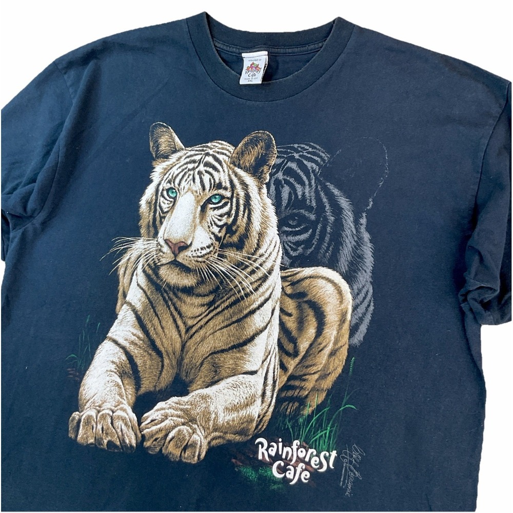 Vintage Rainforest Cafe Tiger T-Shirt Men Sz 2XL 90s Single Stitch Graphic USA